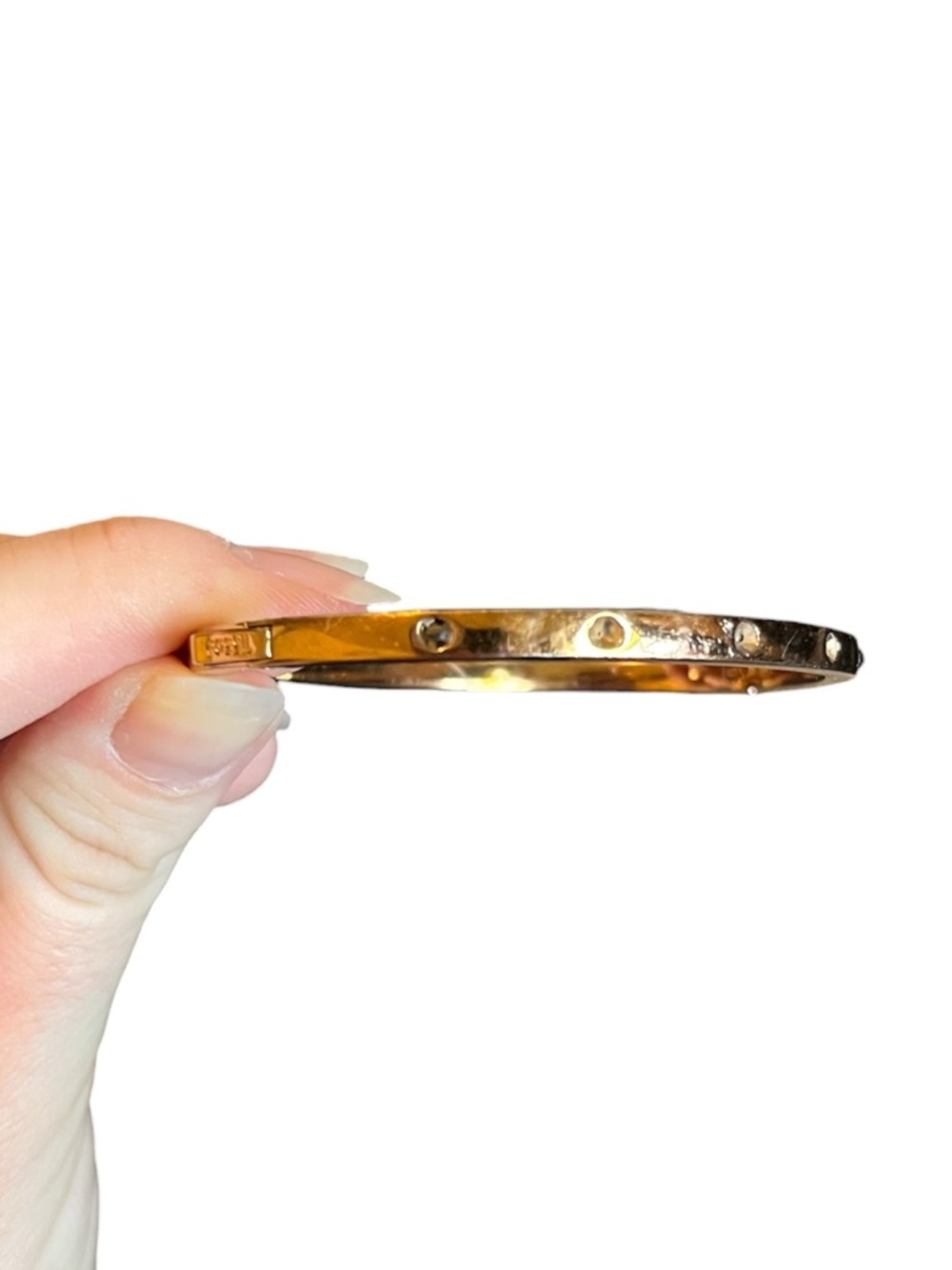 🍭5 for $20🍭 FOSSIL Gold Tone Crystal Clasp Bangle Bracelet CC - Picture 5 of 7